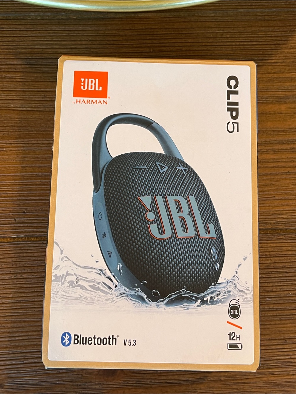 NWT JBL Clip 5 Waterproof Portable Speaker — Black with Blue Trim Rechargeable